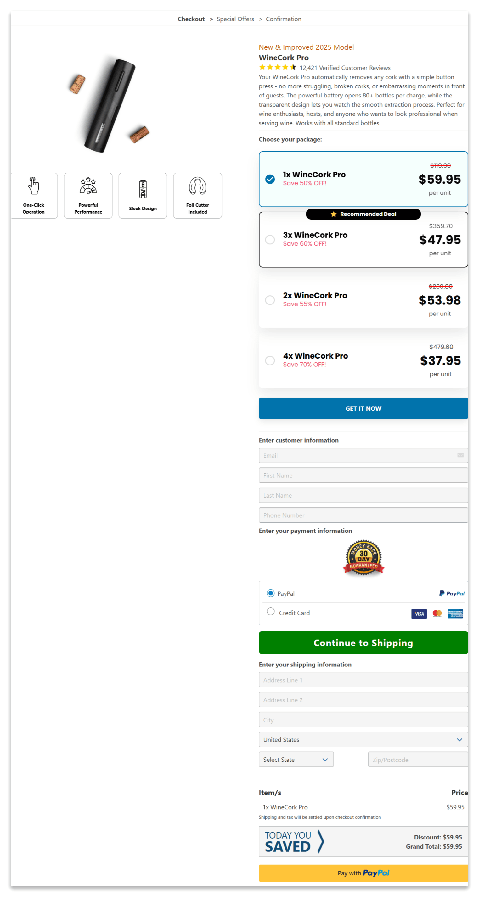 WineCork Pro secure checkout page